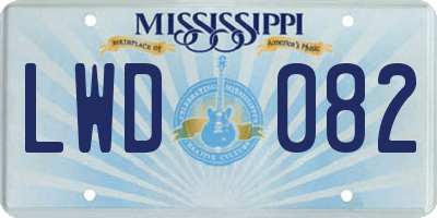 MS license plate LWD082