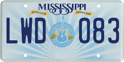 MS license plate LWD083