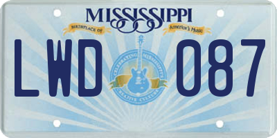 MS license plate LWD087