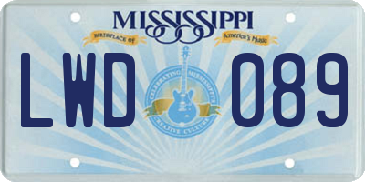 MS license plate LWD089