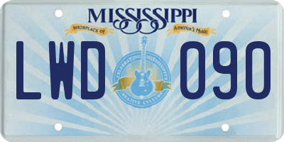 MS license plate LWD090