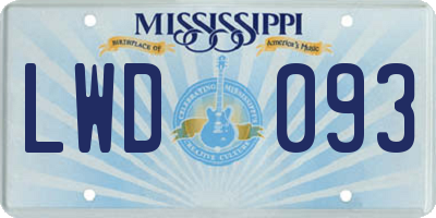 MS license plate LWD093