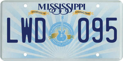 MS license plate LWD095