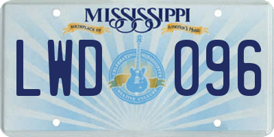 MS license plate LWD096