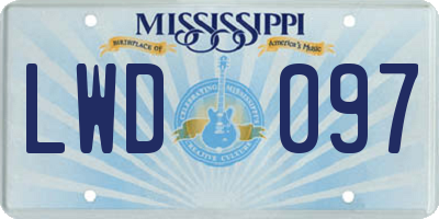 MS license plate LWD097