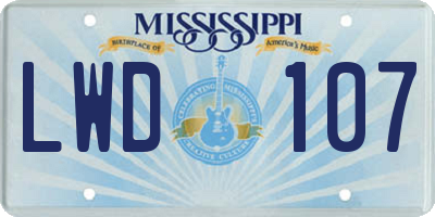 MS license plate LWD107