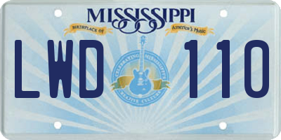 MS license plate LWD110