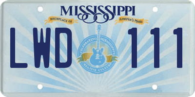 MS license plate LWD111