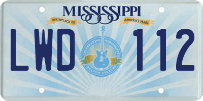 MS license plate LWD112