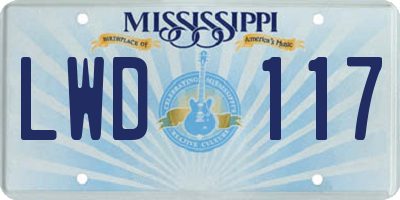 MS license plate LWD117