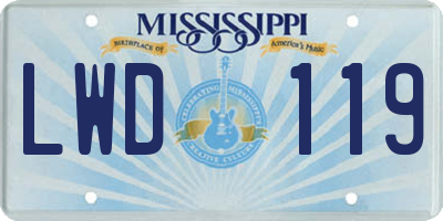 MS license plate LWD119