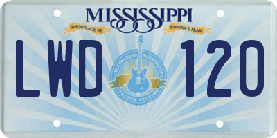 MS license plate LWD120