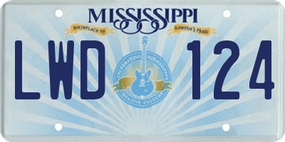 MS license plate LWD124
