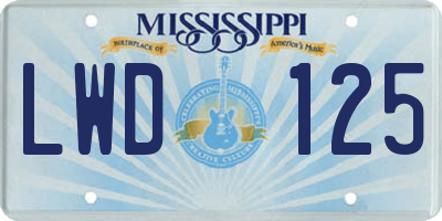 MS license plate LWD125