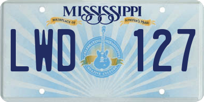 MS license plate LWD127