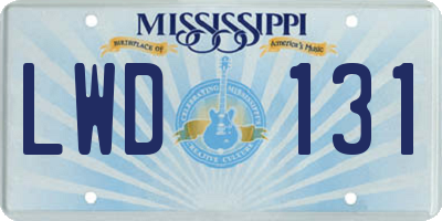 MS license plate LWD131