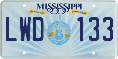 MS license plate LWD133