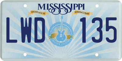 MS license plate LWD135