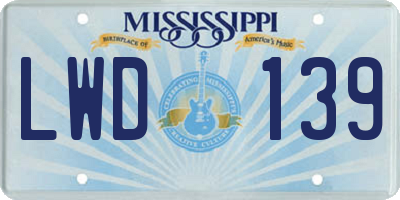 MS license plate LWD139