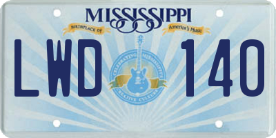 MS license plate LWD140