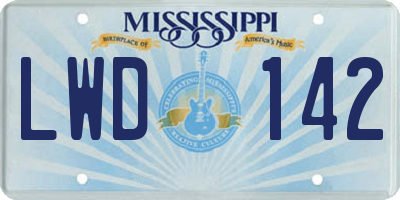 MS license plate LWD142