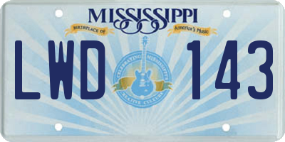 MS license plate LWD143