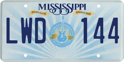 MS license plate LWD144