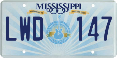 MS license plate LWD147
