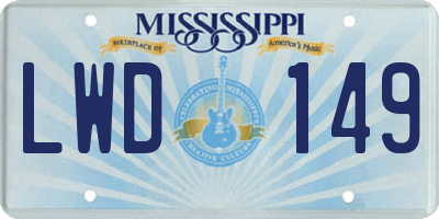 MS license plate LWD149