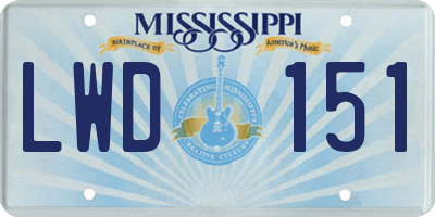 MS license plate LWD151