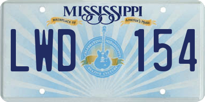 MS license plate LWD154