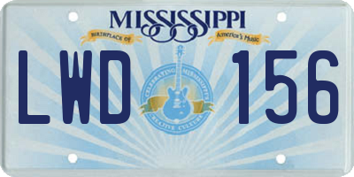 MS license plate LWD156