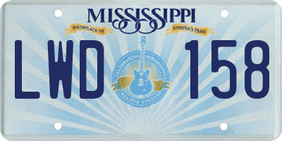MS license plate LWD158