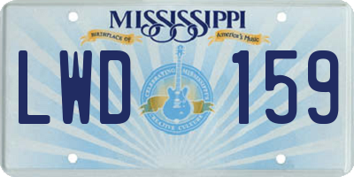 MS license plate LWD159