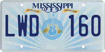 MS license plate LWD160