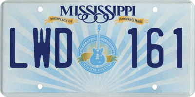 MS license plate LWD161