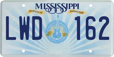 MS license plate LWD162