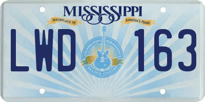 MS license plate LWD163