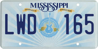 MS license plate LWD165
