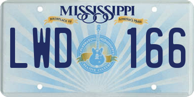 MS license plate LWD166