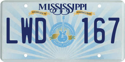 MS license plate LWD167