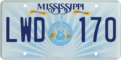 MS license plate LWD170