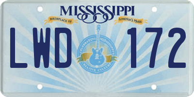 MS license plate LWD172