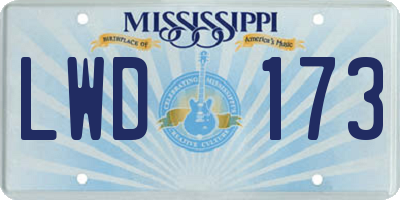 MS license plate LWD173