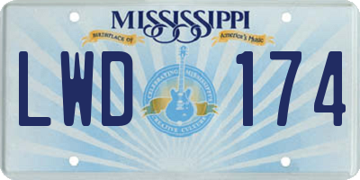 MS license plate LWD174