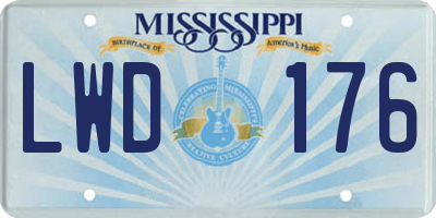 MS license plate LWD176