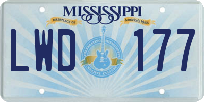MS license plate LWD177