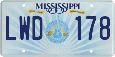 MS license plate LWD178