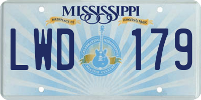 MS license plate LWD179