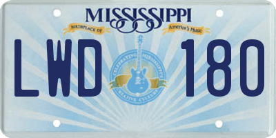 MS license plate LWD180